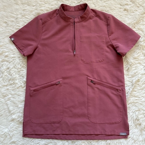 Figs Scrub Top Nata Zip Henley Technical Collection Mauve XXS - Picture 2 of 11